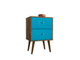 Liberty Nightstand 2.0 in Rustic Brown and Aqua Blue by Manhattan Comfort at Eve Furniture