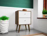 Liberty Nightstand 2.0 in Rustic Brown and White by Manhattan Comfort at Eve Furniture