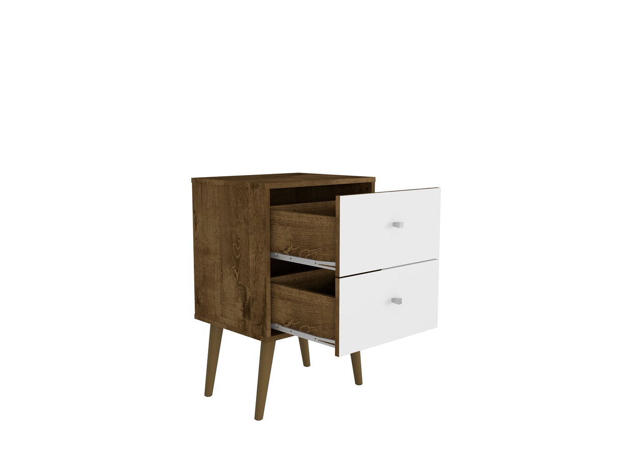 Liberty Nightstand 2.0 in Rustic Brown and White by Manhattan Comfort at Eve Furniture