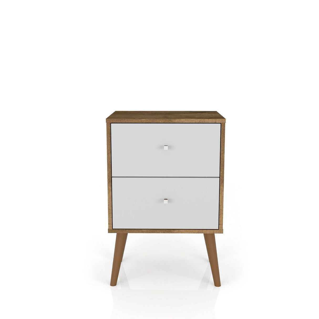 Liberty Nightstand 2.0 in Rustic Brown and White by Manhattan Comfort at Eve Furniture