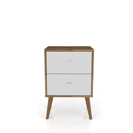 Liberty Nightstand 2.0 in Rustic Brown and White by Manhattan Comfort at Eve Furniture