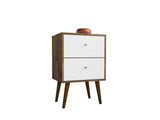 Liberty Nightstand 2.0 in Rustic Brown and White by Manhattan Comfort at Eve Furniture