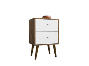 Liberty Nightstand 2.0 in Rustic Brown and White by Manhattan Comfort at Eve Furniture