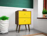 Liberty Nightstand 2.0 in Rustic Brown and Yellow by Manhattan Comfort at Eve Furniture