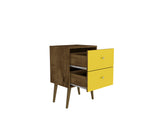 Liberty Nightstand 2.0 in Rustic Brown and Yellow by Manhattan Comfort at Eve Furniture