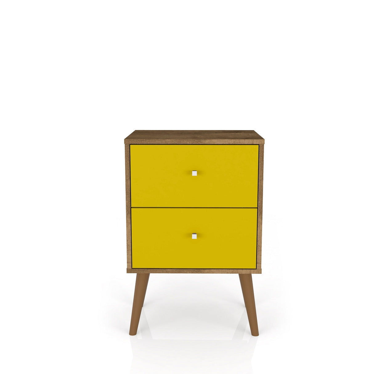 Liberty Nightstand 2.0 in Rustic Brown and Yellow by Manhattan Comfort at Eve Furniture