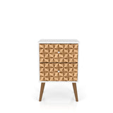 Liberty Nightstand 2.0 in White and 3D Brown Prints by Manhattan Comfort at Eve Furniture