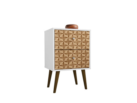 Liberty Nightstand 2.0 in White and 3D Brown Prints by Manhattan Comfort at Eve Furniture