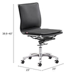 Lider Black Plus Armless Office Chair by Zuomod at Eve Furniture