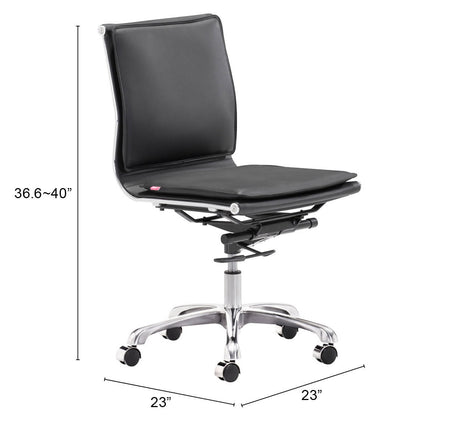Lider Black Plus Armless Office Chair by Zuomod at Eve Furniture