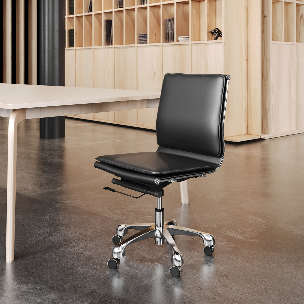 Lider Black Plus Armless Office Chair by Zuomod at Eve Furniture