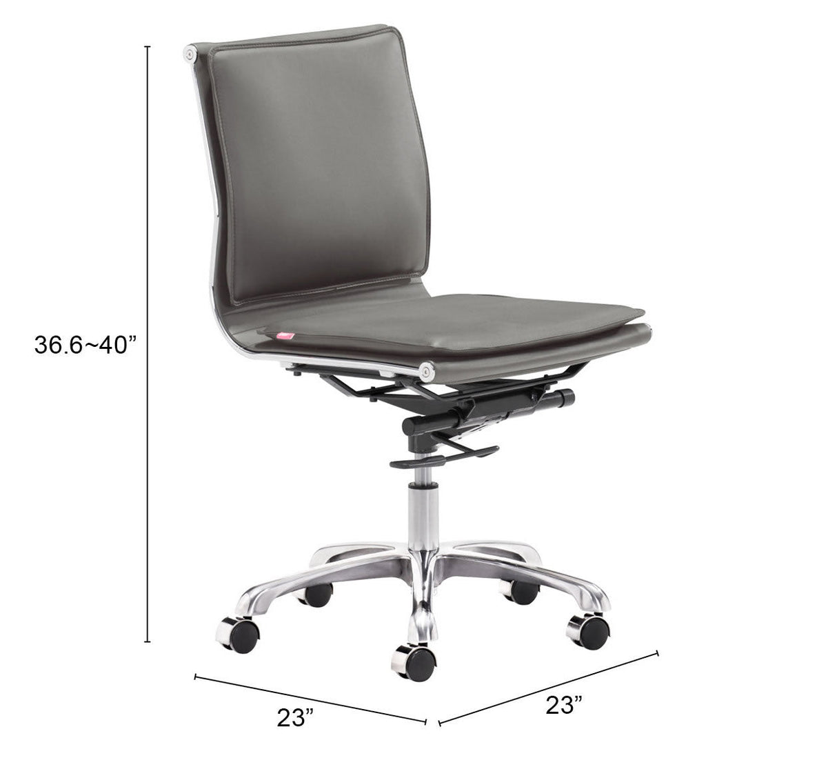 Lider Gray Plus Armless Office Chair by Zuomod at Eve Furniture