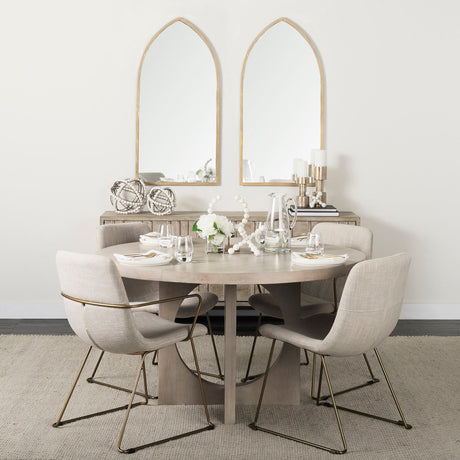 Liesl 54.L x Barely Gray Finished Wood W/ Circular Top Dining Table by Mercana at Eve Furniture