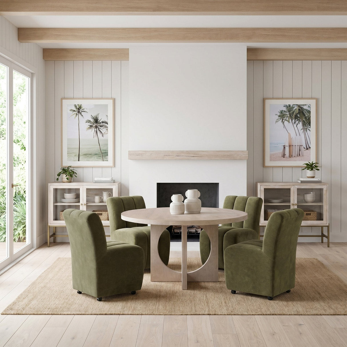 Liesl 54.L x Barely Gray Finished Wood W/ Circular Top Dining Table by Mercana at Eve Furniture