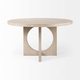 Liesl 54.L x Barely Gray Finished Wood W/ Circular Top Dining Table by Mercana at Eve Furniture