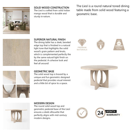 Liesl 54.L x Barely Gray Finished Wood W/ Circular Top Dining Table by Mercana at Eve Furniture