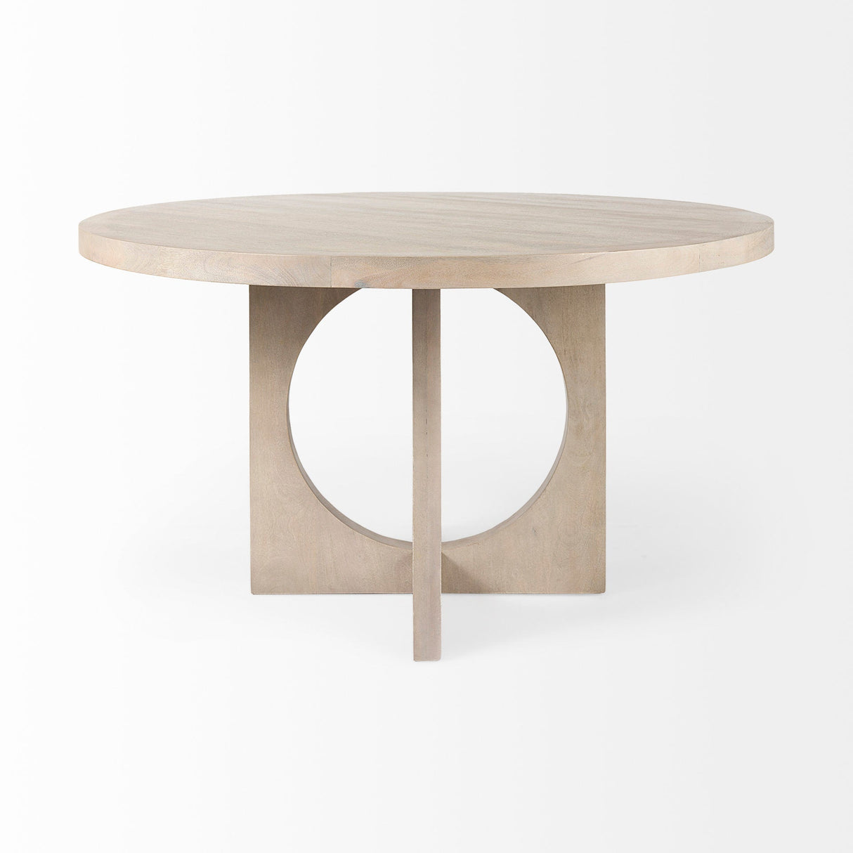 Liesl 54.L x Barely Gray Finished Wood W/ Circular Top Dining Table by Mercana at Eve Furniture