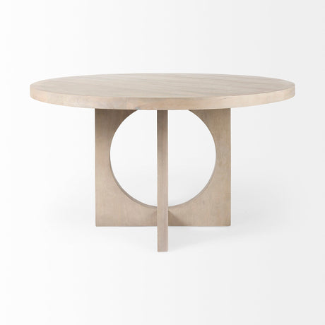 Liesl 54.L x Barely Gray Finished Wood W/ Circular Top Dining Table by Mercana at Eve Furniture