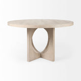 Liesl 54.L x Barely Gray Finished Wood W/ Circular Top Dining Table by Mercana at Eve Furniture