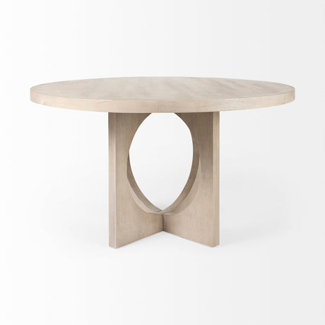 Liesl 54.L x Barely Gray Finished Wood W/ Circular Top Dining Table by Mercana at Eve Furniture
