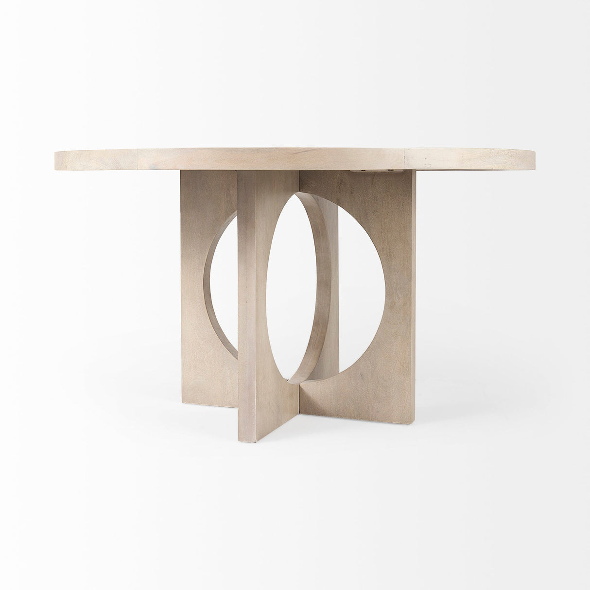 Liesl 54.L x Barely Gray Finished Wood W/ Circular Top Dining Table by Mercana at Eve Furniture