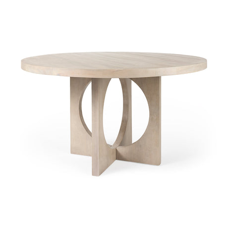 Liesl 54.L x Barely Gray Finished Wood W/ Circular Top Dining Table by Mercana at Eve Furniture