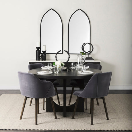 Liesl 54.L x Black Wood W/ Circular Top Dining Table by Mercana at Eve Furniture