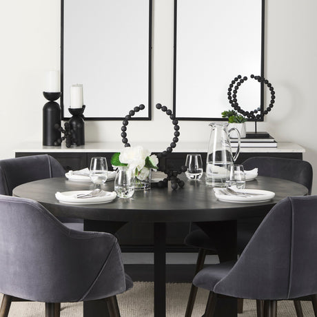 Liesl 54.L x Black Wood W/ Circular Top Dining Table by Mercana at Eve Furniture