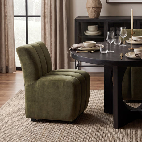Liesl 54.L x Black Wood W/ Circular Top Dining Table by Mercana at Eve Furniture