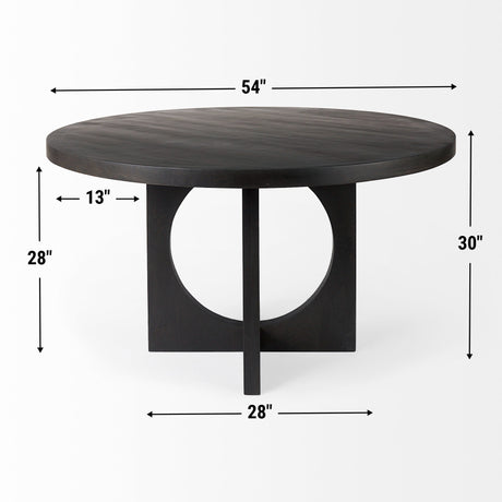 Liesl 54.L x Black Wood W/ Circular Top Dining Table by Mercana at Eve Furniture