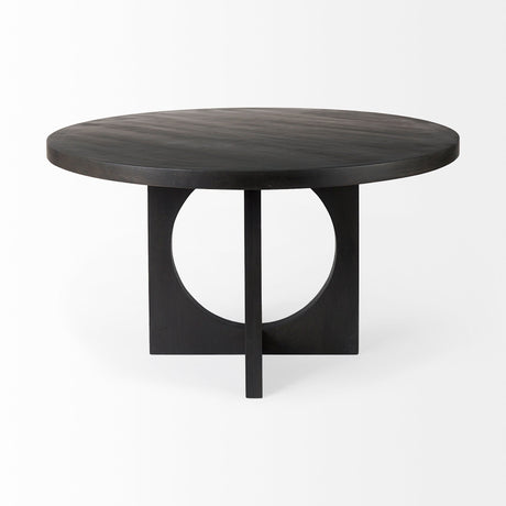 Liesl 54.L x Black Wood W/ Circular Top Dining Table by Mercana at Eve Furniture