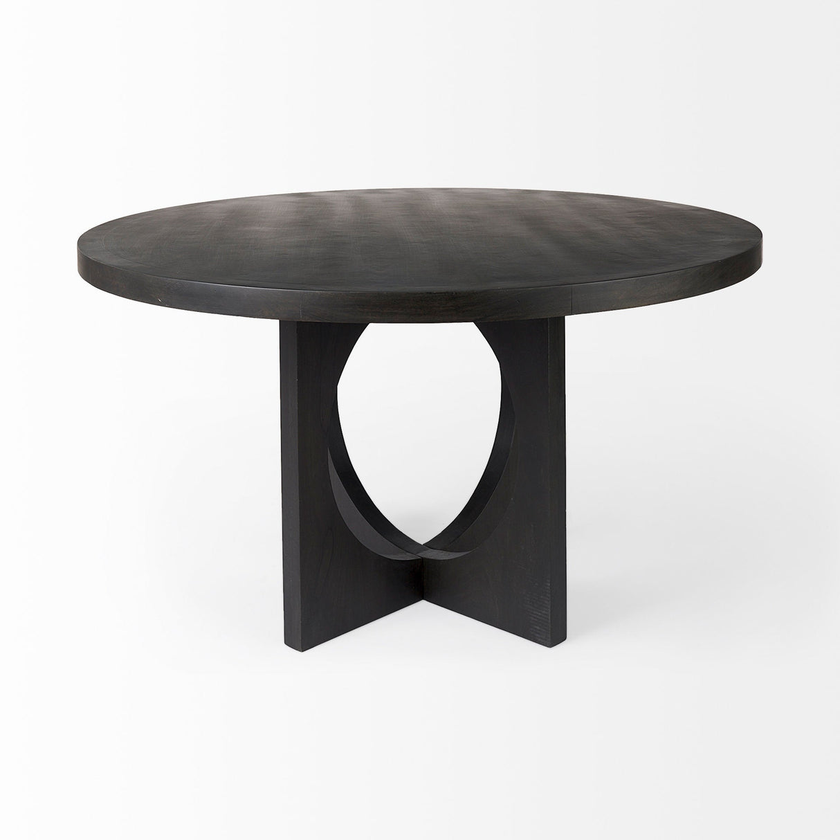 Liesl 54.L x Black Wood W/ Circular Top Dining Table by Mercana at Eve Furniture