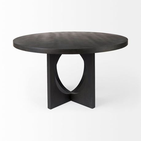 Liesl 54.L x Black Wood W/ Circular Top Dining Table by Mercana at Eve Furniture
