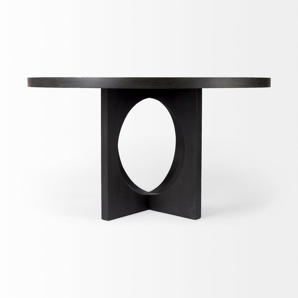 Liesl 54.L x Black Wood W/ Circular Top Dining Table by Mercana at Eve Furniture