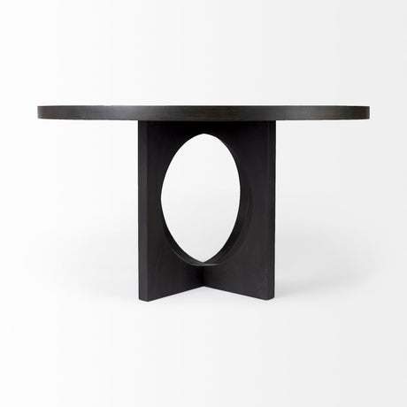 Liesl 54.L x Black Wood W/ Circular Top Dining Table by Mercana at Eve Furniture