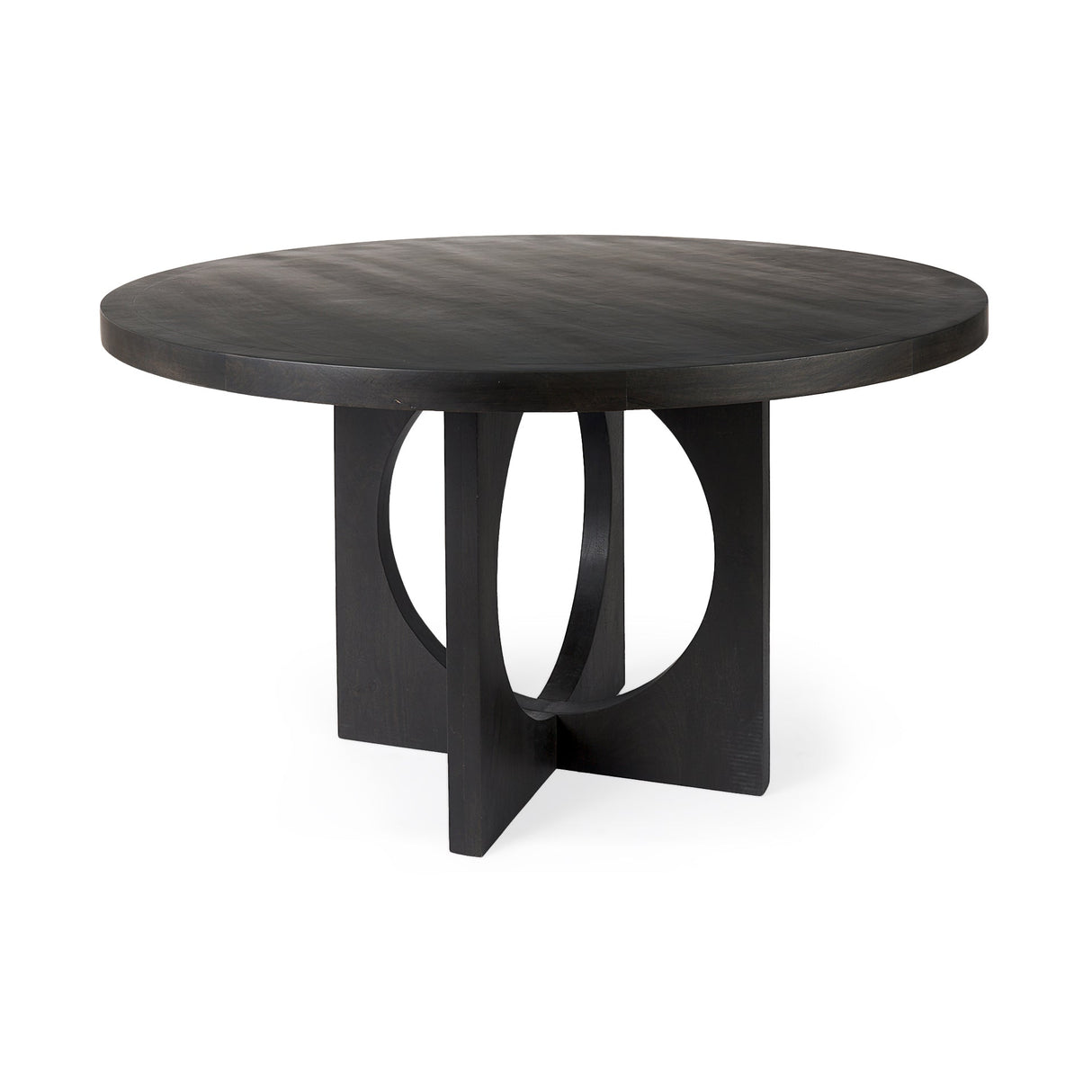 Liesl 54.L x Black Wood W/ Circular Top Dining Table by Mercana at Eve Furniture