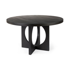 Liesl 54.L x Black Wood W/ Circular Top Dining Table by Mercana at Eve Furniture