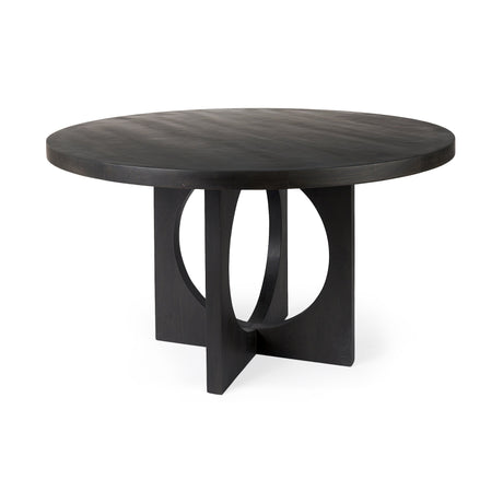 Liesl 54.L x Black Wood W/ Circular Top Dining Table by Mercana at Eve Furniture