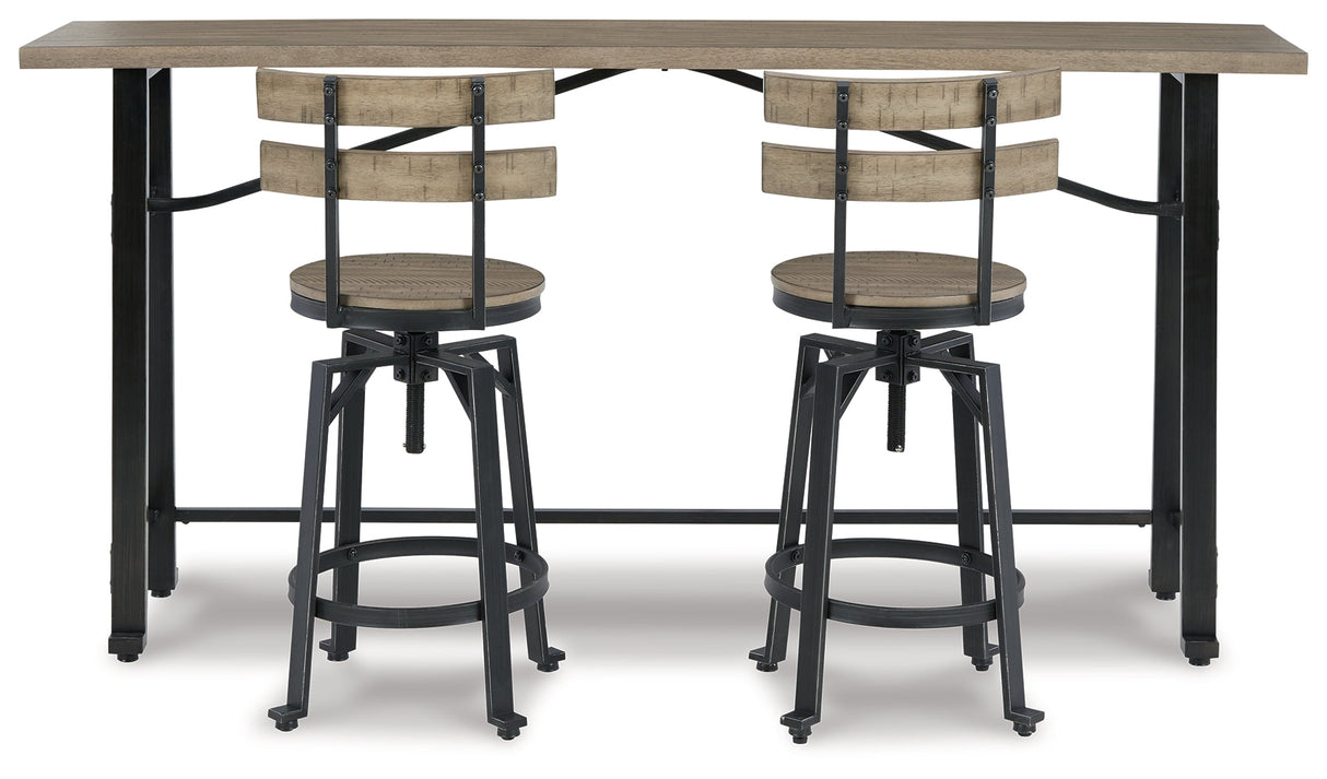 Lesterton Light Brown/Black Counter Height Dining Table and 2 Barstools