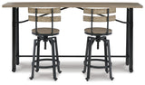 Lesterton Light Brown/Black Counter Height Dining Table and 2 Barstools