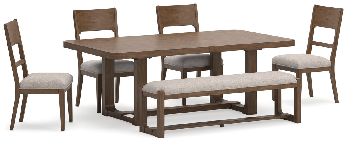 Cabalynn Light Brown Dining Table and 4 Chairs and Bench