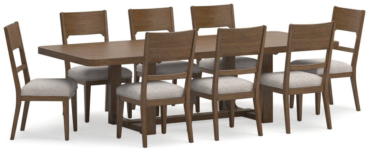 Cabalynn Light Brown Dining Table and 8 Chairs