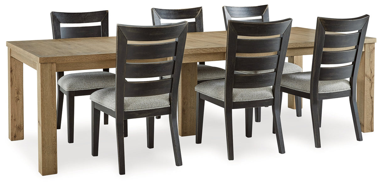 Galliden Light Brown Dining Table and 6 Chairs