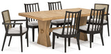 Galliden Light Brown Dining Table and 6 Chairs with Server