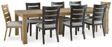 Galliden Light Brown Dining Table and 8 Chairs