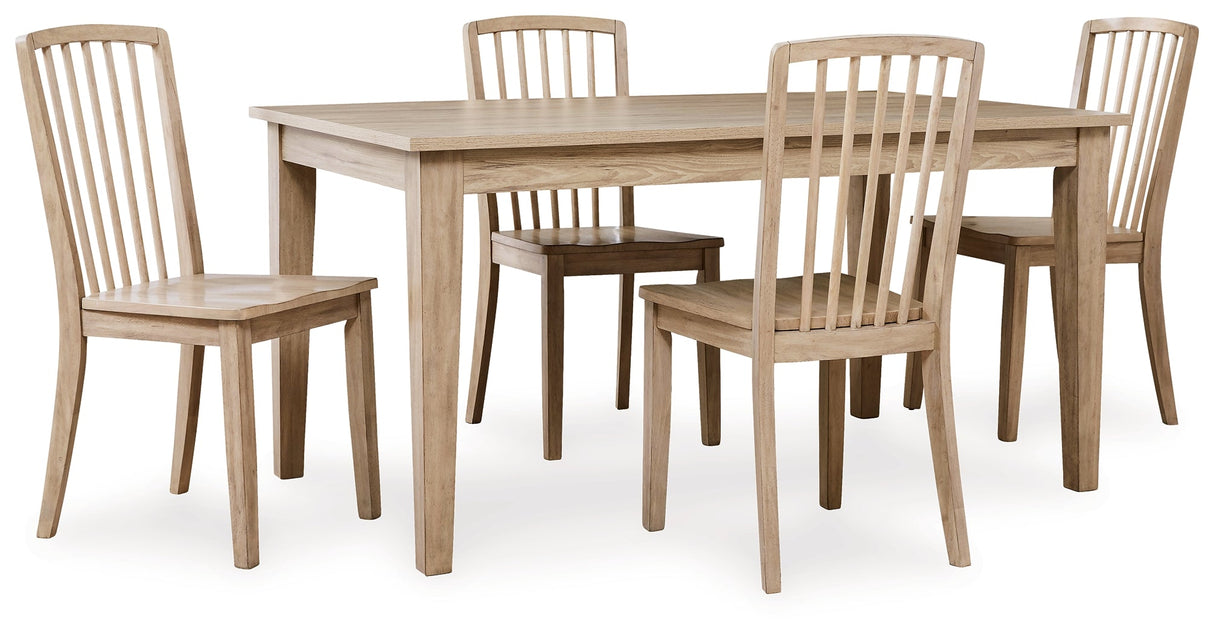 Gleanville Dining Table and 4 Chairs in Light Brown