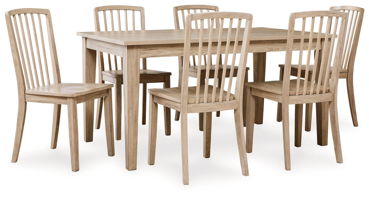 Gleanville Dining Table and 6 Chairs in Light Brown