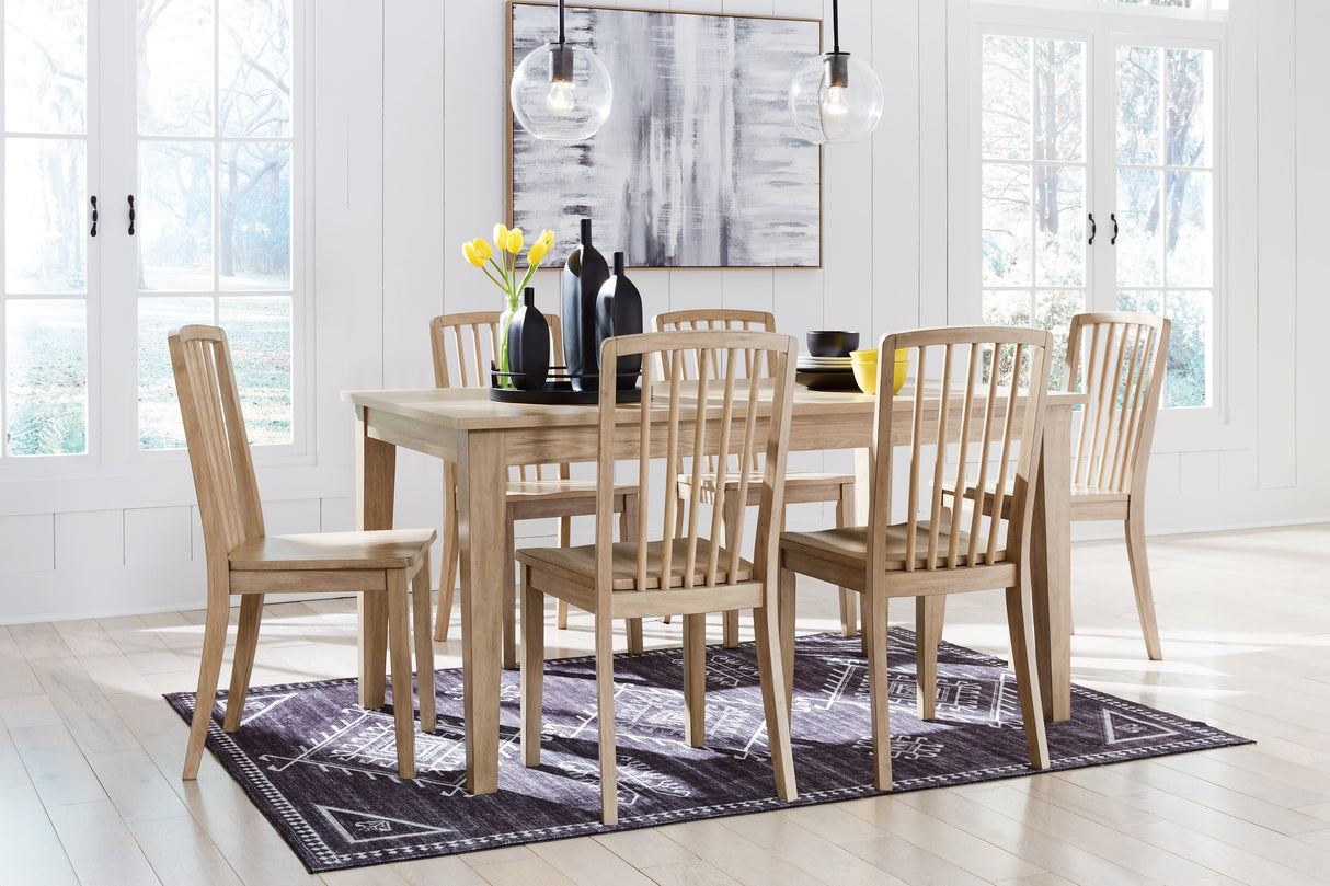 Gleanville Dining Table and 6 Chairs in Light Brown