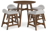 Lyncott Counter Height Dining Table and 4 Barstools in Light Gray/Brown