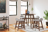 Lyncott Counter Height Dining Table and 4 Barstools in Light Gray/Brown